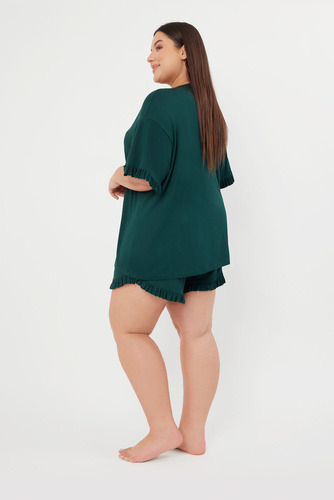 Piżama Damska krótki rękaw, spodenki Styl Italian Fashion - zielony
