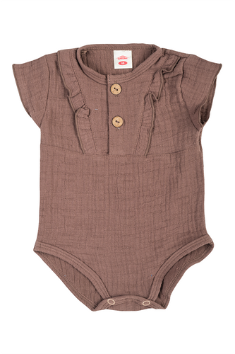 Body krótki rękaw muślinowe "Bamboo Muslin Girl Choco" Makoma 