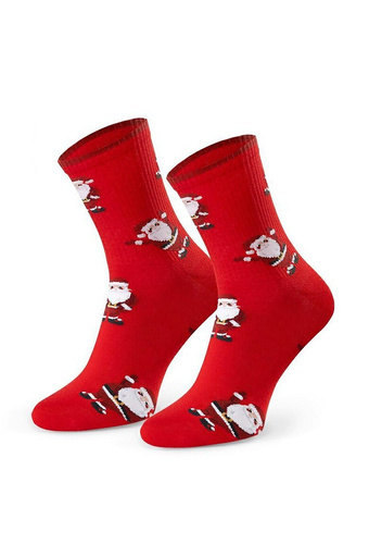 Steven Art.136 czerwony 165 – męskie skarpety świąteczne, kolorowe wzory, bawełniane