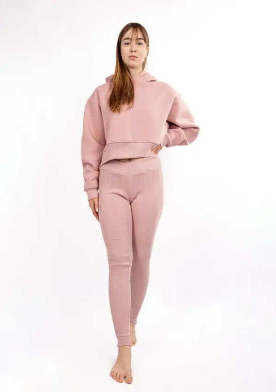 Komplet dresowy bluza+ legginsy DK-K-B13 Dkaren - pudrowy róż