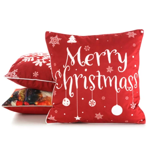 Poszewka świąteczna Merry Christmas welurowa Chp 121 Eurofirany czerwony