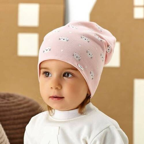 Czapka dla dziewczynki 48-037 AJS mix kolor