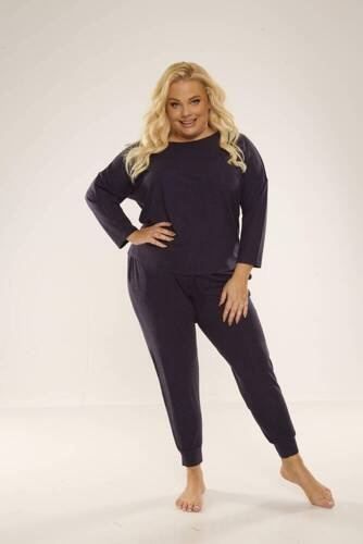 Piżama Damska 347 Paula Plus Size De Lafense - granat