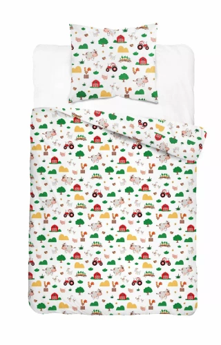 Pościel dziecięca bawełniana 5439 A Wesoła Farma Mała Detexpol biały 