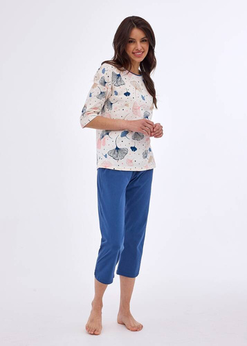 Piżama damska 3/4 147/390 Selena Cornette ecru