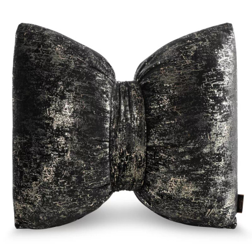 Eurofirany Kokarda 1 Poduszka świąteczna 45x55 czarny– welwet, ozdobna kokarda