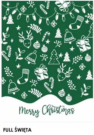 Koc Glamour Greno Full Święta 150x200 – bawełniano-akrylowy, zielony, świąteczny