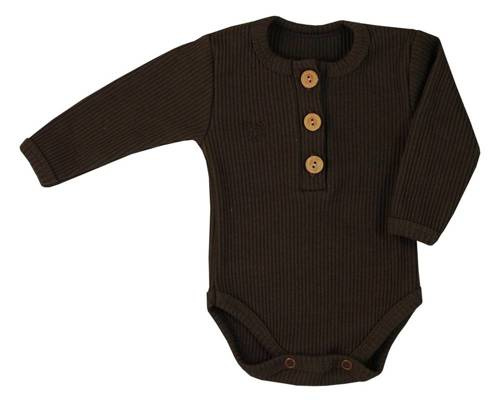 Body z długim rękawem Guziczek Koala  - ciemny brąz