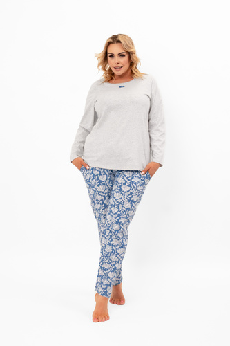 Piżama damska Boma – elegancja i wygoda w naturalnym stylu Italian Fashion - melanż/druk