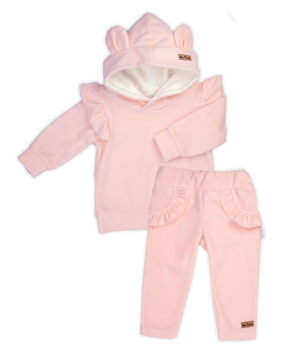 Komplet welurowy bluza + spodnie 169301 "Mix" Nicol - pudrowy róż