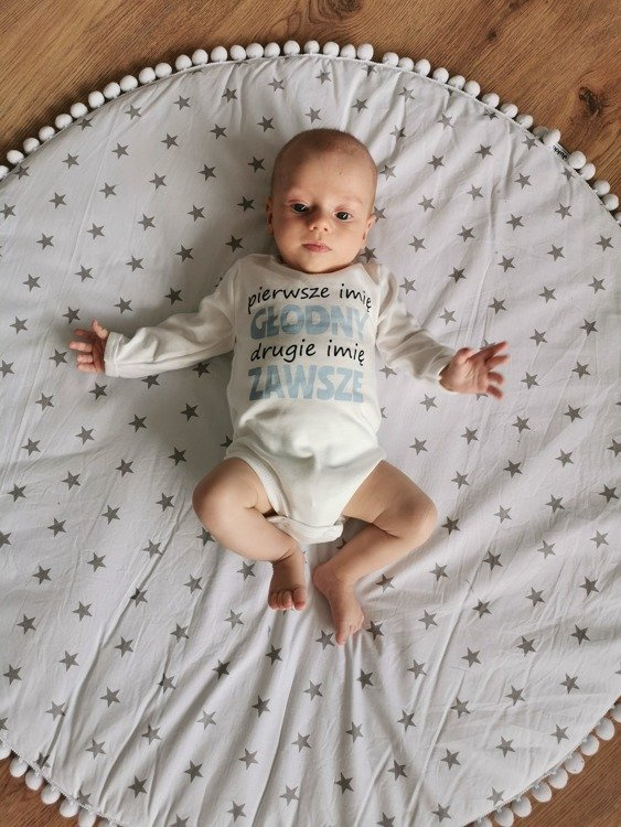 551219125 Body z długim rękawem "pierwsze imię GŁODNY, drugie imię ZAWSZE" Oscar Kids