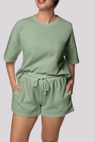 Piżama damska Cozy shortsleeve Mona zielony pistacjowy 