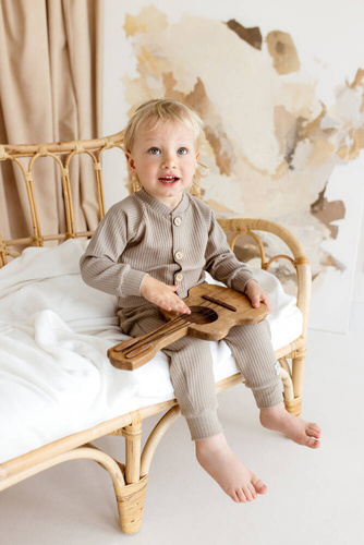 Spodnie niemowlęce dresowe "Natural Waffel" Makoma stone