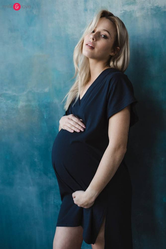 Bambusowa koszula nocna ciążowa i do karmienia Moon Milk&Love granatowy