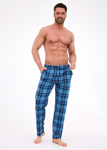 Męskie spodnie do spania Cornette 691/62– bawełniane, długie, kratka