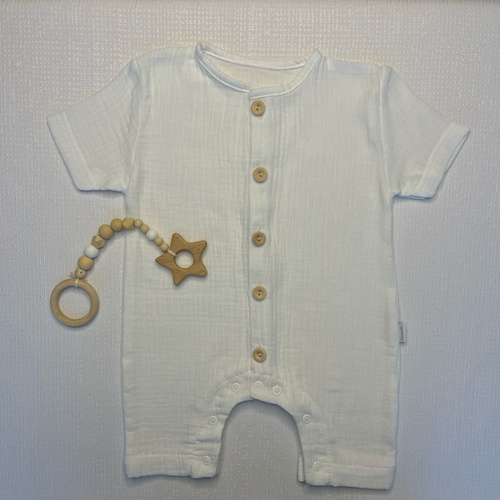 Rampers muślinowy RA55202 Mamatti - biały