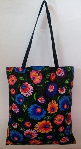 Torba bawełniana na zakupy Kwiatki wzór serwetki szary