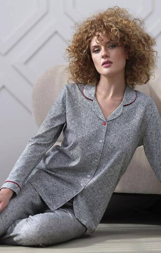 Rozpinana piżama damska 410 Cana - grafit