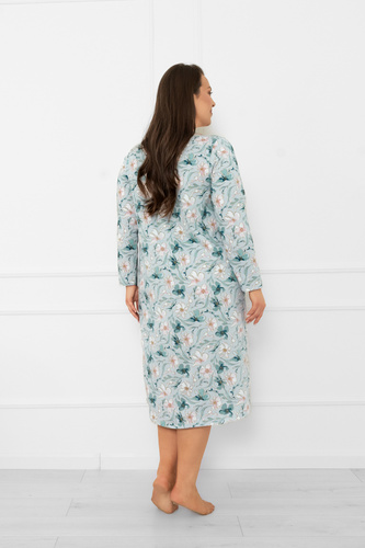 Damska koszula nocna Sekwoja – 100% bawełna, długi rękaw, nadruk kwiatowy Italian Fashion