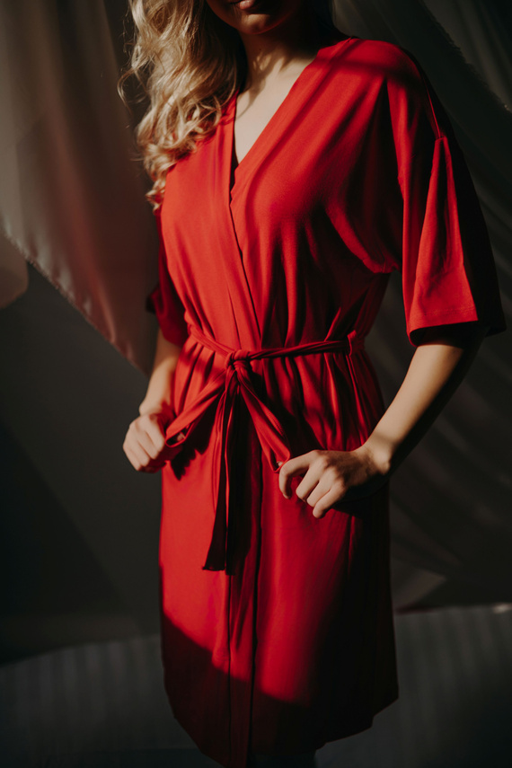 Damski szlafrok Maddalena Teyli - czerwony