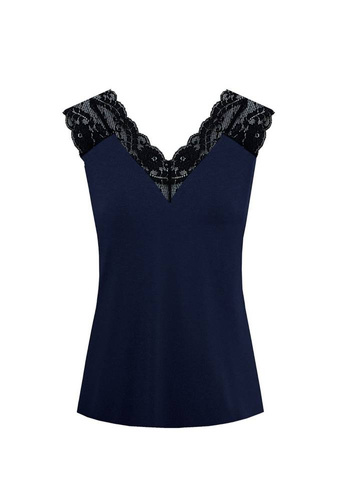 Margot Mix&Match Koszulka Piżamowa Koronka Nipplex - granatowy