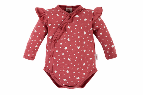 Body baby z długim rękawem "Stars" Makoma ciemny róż