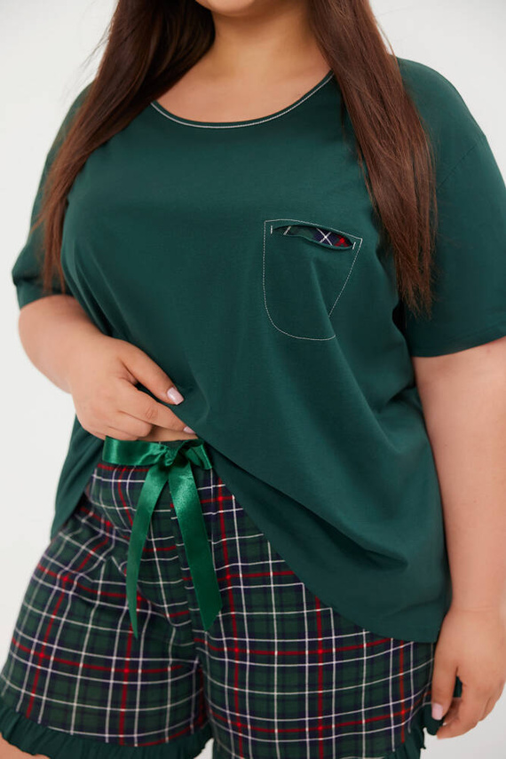 Piżama Damska krótki rękaw, spodenki Foggia Italian Fashion - zielony/druk