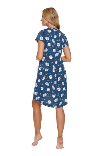TM.9444 Koszula Nocna ciążowa i do karmienia Doctor Nap - cats (niebieski)