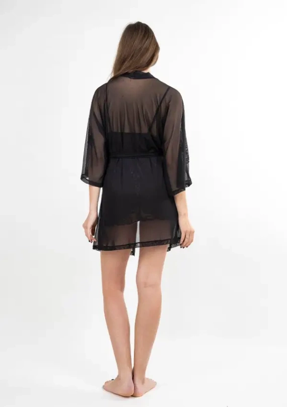 Tiulowa podomka Zora czarna Dkaren | zmysłowy szlafrok damski