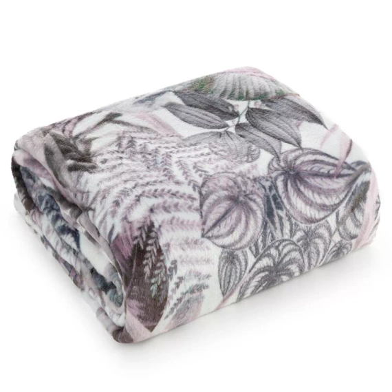 Koc narzuta liście Davos 2 Eurofirany fioletowy szary