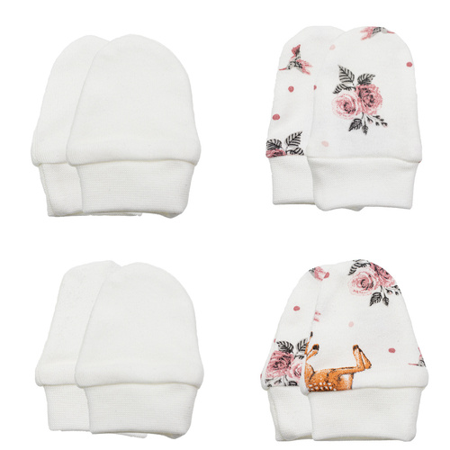 216083 Lala Nicol Rękawiczki niemowlęce 4-pak – 100% bawełna, łapki niedrapki