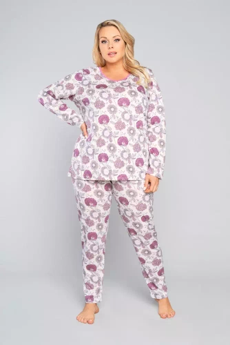 Piżama Damska długi rękaw, spodnie Lobelia Italian Fashion -