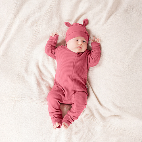 216054 Lala Nicol Czapka niemowlęca – bawełna prążkowana, bezuciskowy mankiet