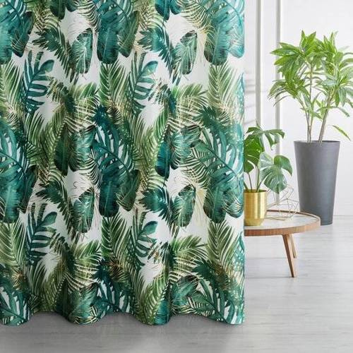 Davos Zasłona gotowa na przelotkach liście monstery Eurofirany biała/zielony