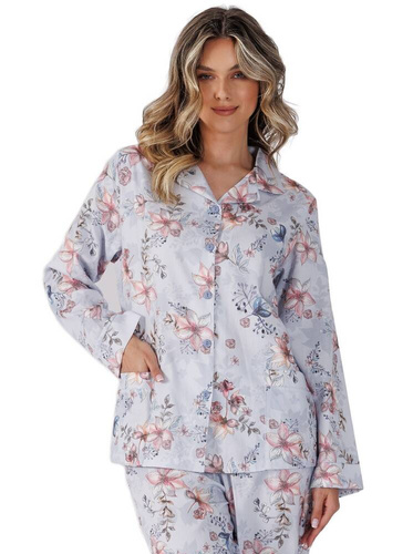 Piżama damska rozpinana 1523 Riwa  Leveza błękitny