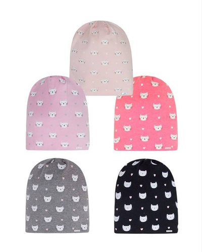 Czapka dla dziewczynki 48-037 AJS mix kolor