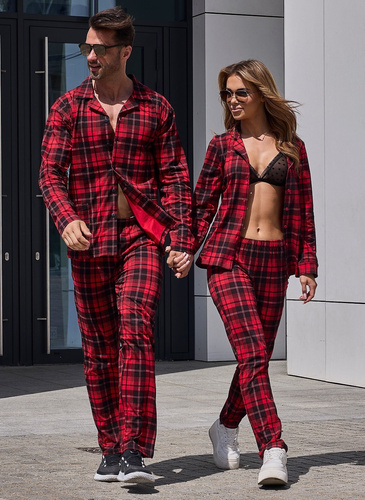 Piżama damska rozpinana 482/408 Kaya  Cornette czerwony