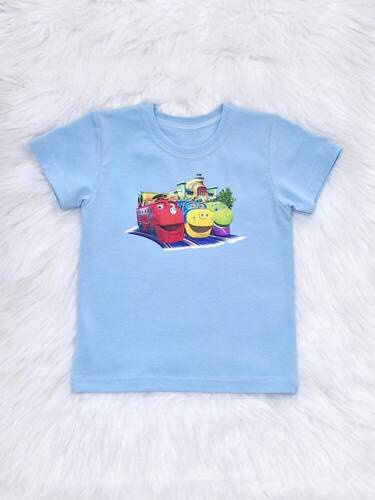 Koszulka dziecięca Pociągi krótki rękaw Bambarillo niebieski