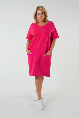 Tunika damska z krótkim rękawem Stella Italian Fashion - fuksja