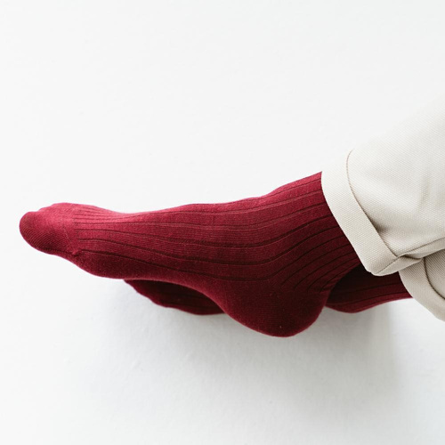 Art.130 Merino Prążek Skarpety Męskie Steven - 002 bordo