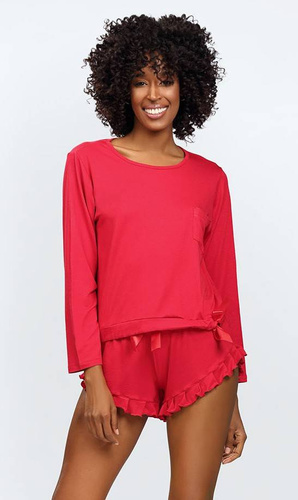 Komplet Piżama Damska Ronnie DKaren - czerwony