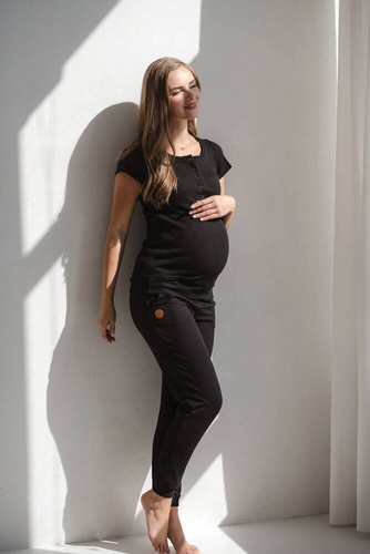 Bluzka ciążowa i do karmienia Tummy z krótkim rękawem Milk&Love czarny 