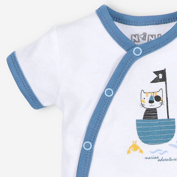 Body kopertowe krótki rękaw z bawełny organicznej Piraci Nini biały