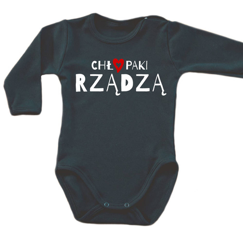 Body długi rękaw "CHŁOPAKI RZĄDZĄ" Moocha biały