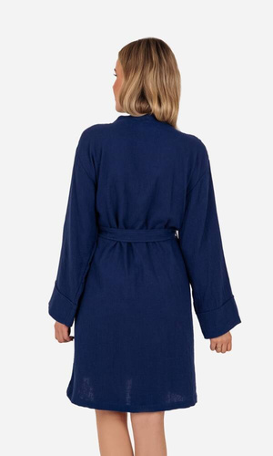 Szlafrok ciążowy muślinowy Mommy ByShelly - granatowy