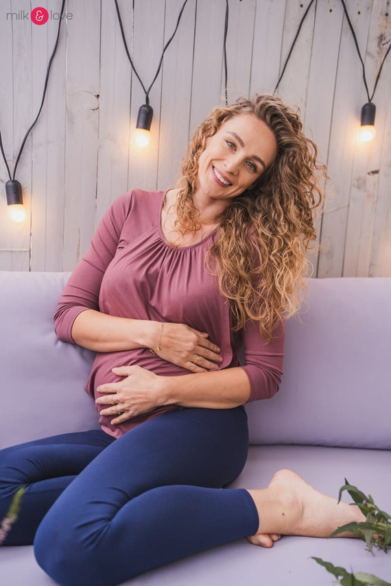 Bluzka ciążowa i do karmienia z rękawem 7/8 Kangaroo Milk&Love rose brown