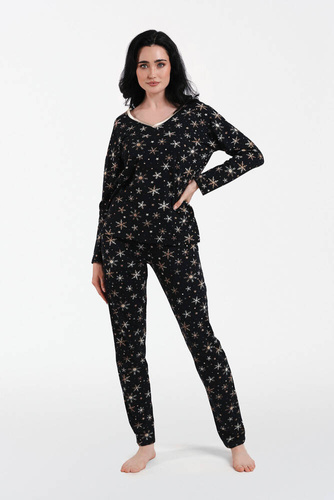 Piżama Damska długi rękaw, długie spodnie Laponia Italian Fashion - druk 