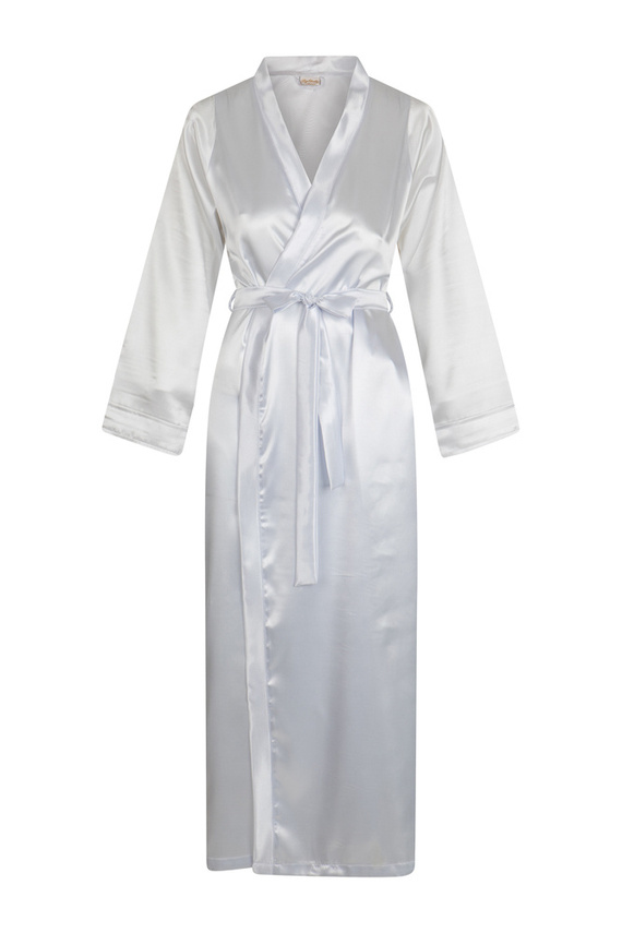 Szlafrok damski satynowy długi Eunika ByShelly - biały