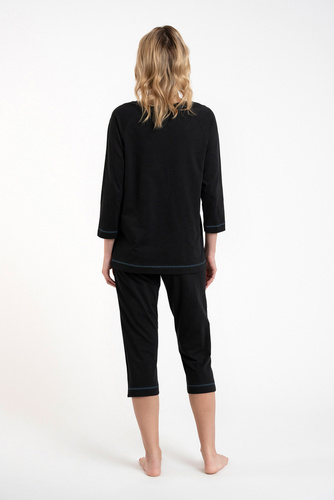 Piżama Damska 3/4 rękaw, 3/4 spodnie Olza Italian Fashion - czarny 