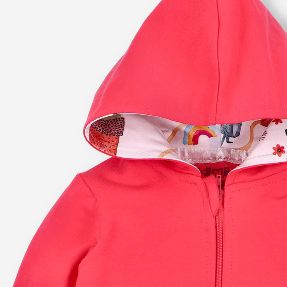 Bluza dresowa z kapturem z bawełny organicznej Kolorowy Las Nini malinowy